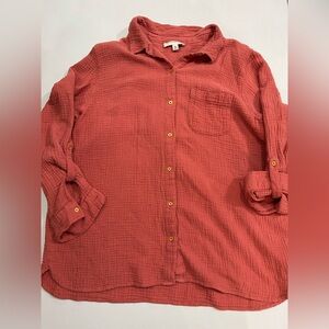 Anne Klein 100% Cotton Textured Button up Shirt